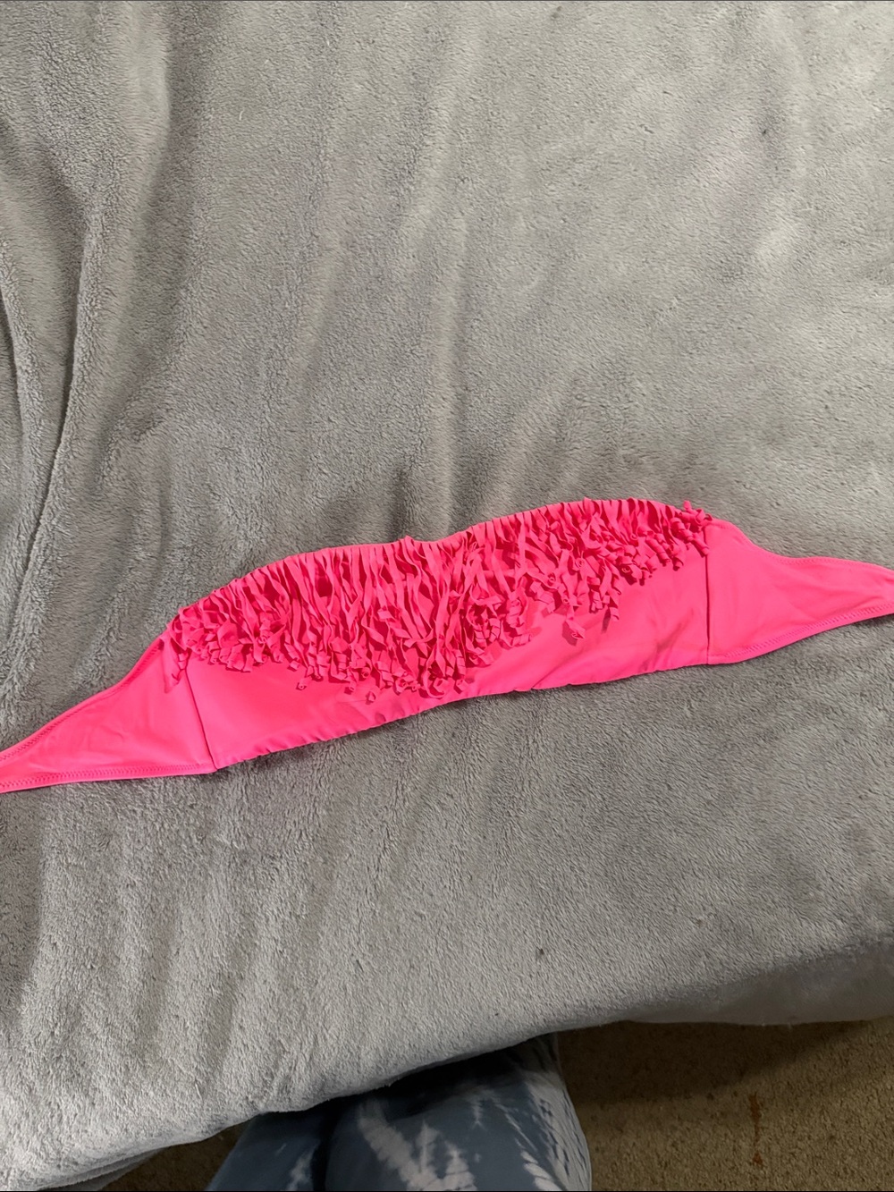 Bright Pink Ruffled Bandeau Bikini Top